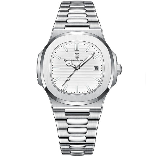 Men's Luxury Brand Square Case Stainless Steel Back Calendar Luminous Dial Waterproof 613 POEDAGAR Watch for Men